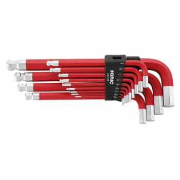 L-key set, hexagon socket with ball head with 13-dlg magnet. SAE