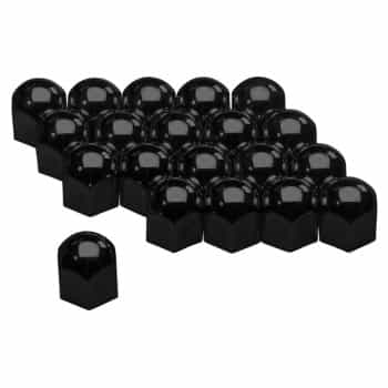 Set universal wheel nut caps - Black Steel - 19mm - set of 20 pieces