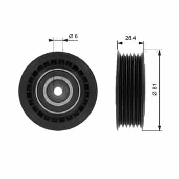 Tensioner Pulley, v-ribbed belt DriveAlign® T36000 Gates