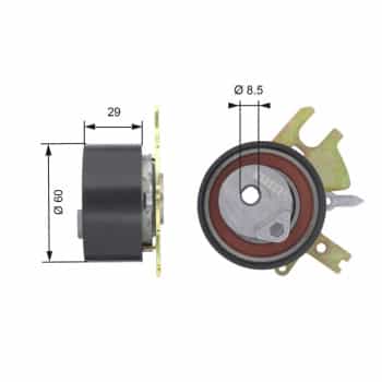 Tensioner pulley, timing belt T43089 Gates