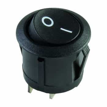 Rocker switch round 20mm on/off 12V10A 2tab 4.8mm unlit in blister
