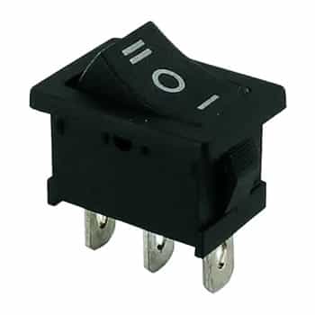 rocker switch elongated 19x13 mm on/off/on 12V/16A 3tab unlit in blister