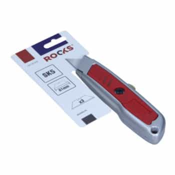 Rooks Stanley knife 61x33 mm, including 3 spare knives