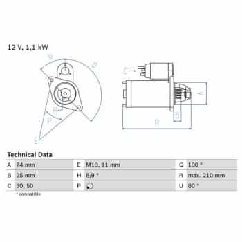 Starter 0 986 021 550 Bosch