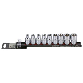 Socket set 1/2 ", TX-E 9-piece on rail