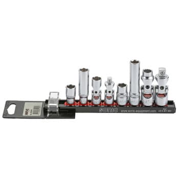 Socket set Porsche 1/4 ", 3/8" 8 pcs. on rail