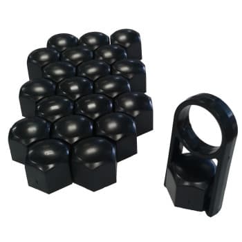 Universal wheel nut caps black plastic 17mm
