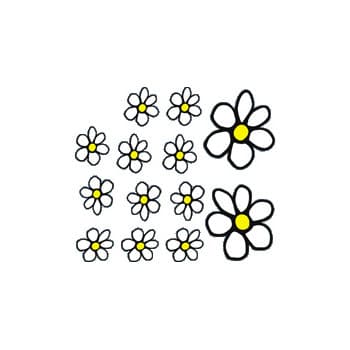 Sticker Flowers - white / yellow - 13.5x15.5cm